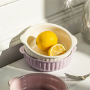 奶油风陶瓷泡面碗个人专用空气炸锅微波炉烤碗烤盘家用双耳汤面碗