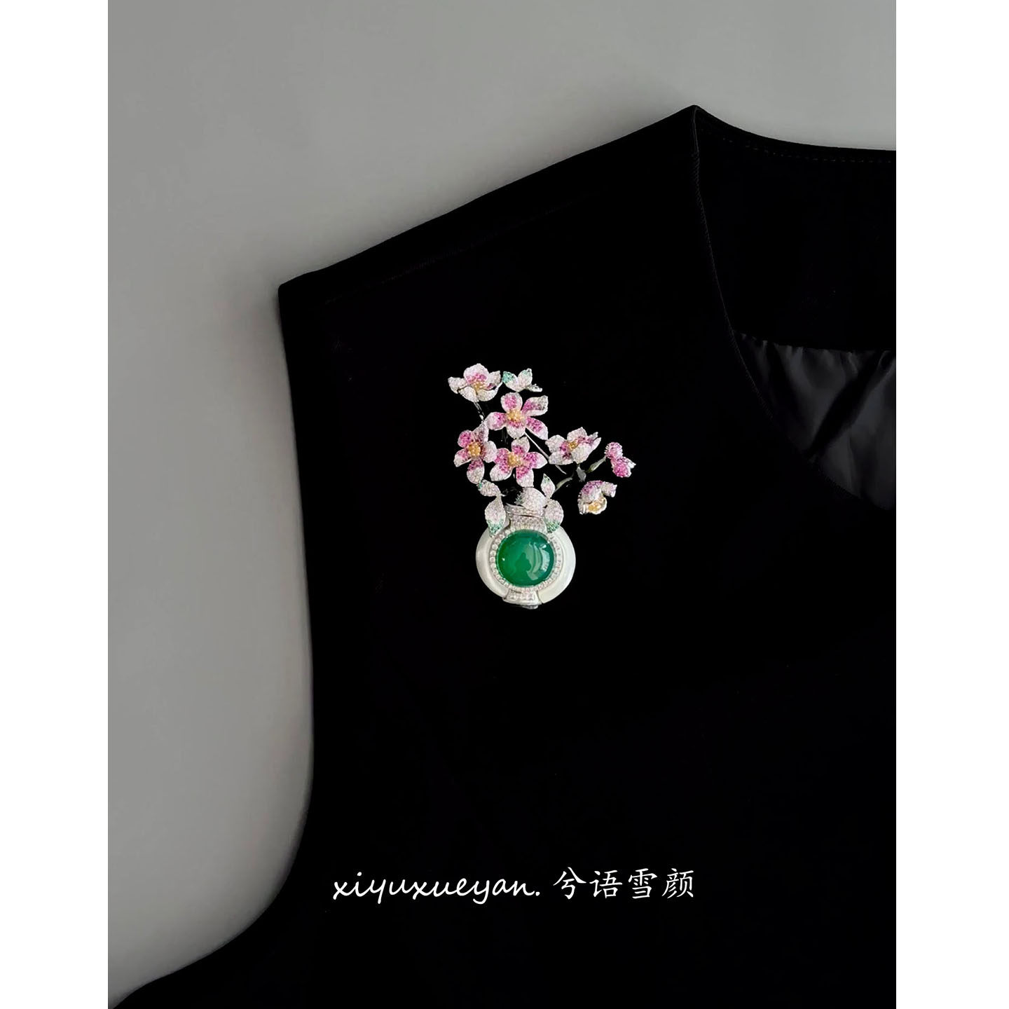 春野瓶花｜小众设计奢华高感级花篮复古胸针玉髓花朵气质花瓶别针,饰品/流行首饰/时尚饰品新,胸针,淘宝优惠券,粉丝福利购,淘宝优惠卷