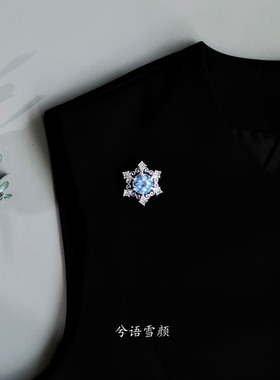 小众高级感海蓝宝雪花胸针百搭
