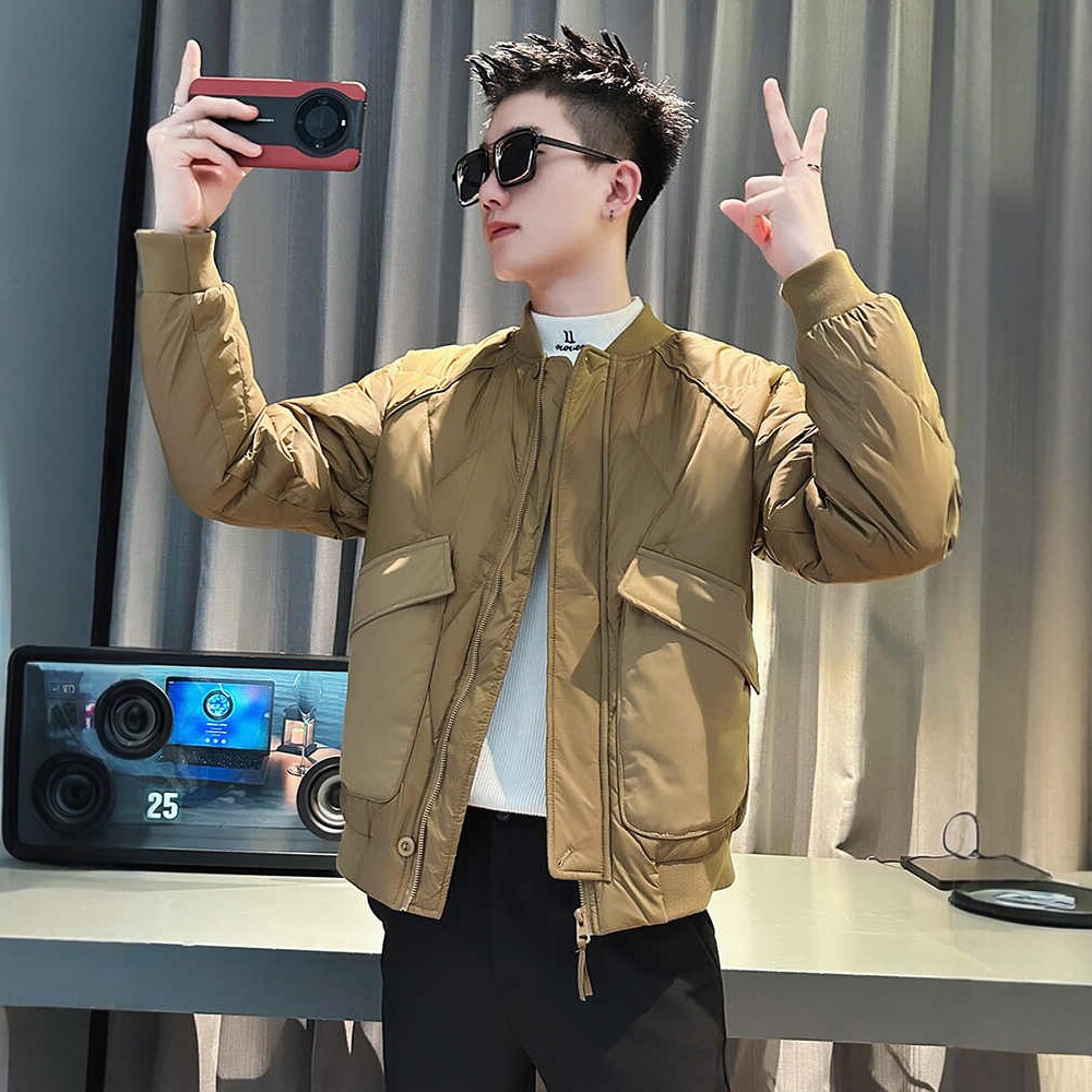 时尚男装羽绒棉服韩版潮休闲加厚保暖个性帅气百搭冬季轻薄款外套