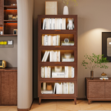 防尘书柜带玻璃门儿童实木书架落地置物架家用客厅北欧立柜展示柜