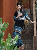 2026 New style batik Miao ethnic costume, female Tujia ethnic minority travel photography, Miao Xinjiang girl performance costume and photography costume thumbnail 4