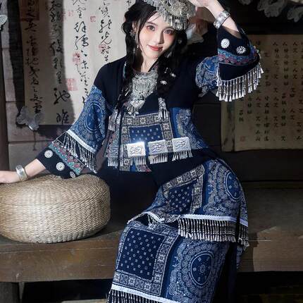 工厂批发蜡染苗族服装女重工流苏民族风苗疆少女土家族特色摄影服