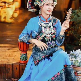 布依族服装 舞蹈演出摄影写真 女头帕壮族少女刺绣民族风土家族便装