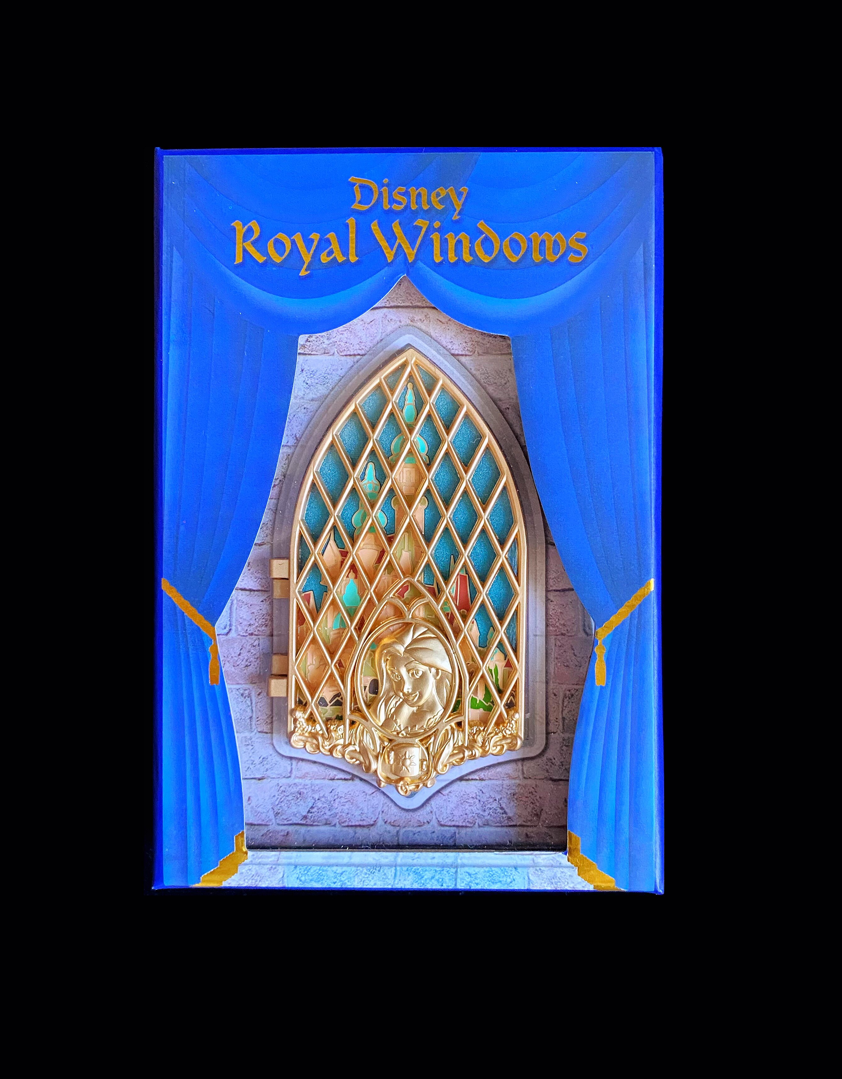 现货美国迪士尼徽章限量长发公主城堡wdid23动漫胸针翻盖保真爆款