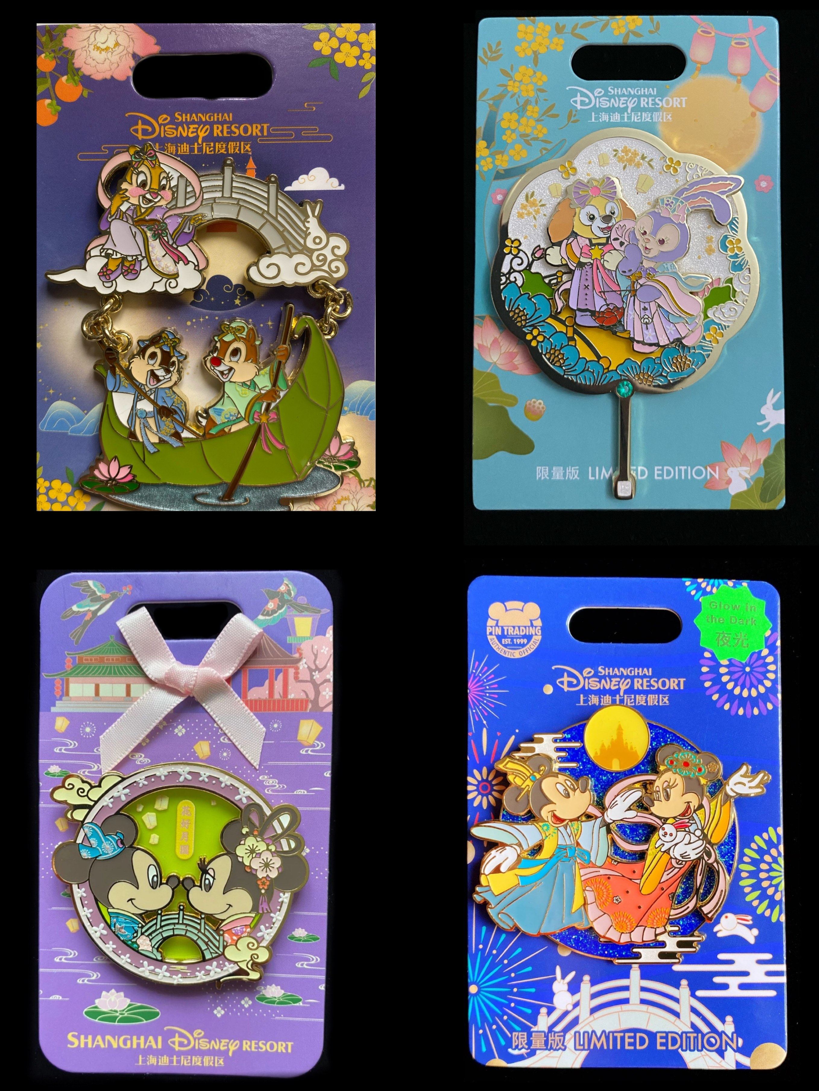现货上海迪士尼徽章中秋星黛露可琪安米奇奇蒂蒂夜光动漫胸针推荐