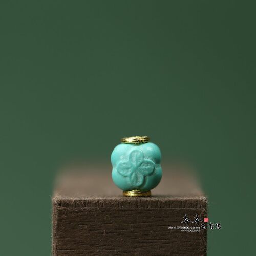 天然绿松石8*10mm雕刻小柿子珠