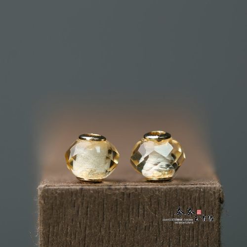 天然黄水晶刻面算盘珠