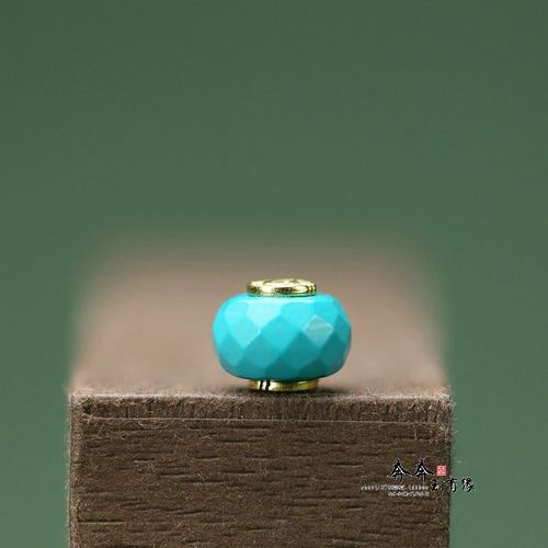 天然绿松石9*7mm雕刻菱面算盘珠