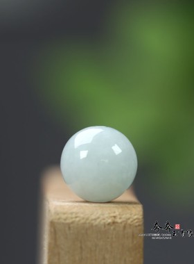 天然玉石翡翠A货13mm孔约1mm冰糯种淡绿色圆珠DIY珠链玉配饰A218