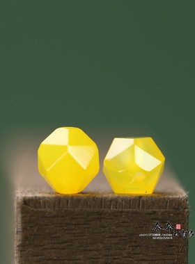 天然黄玛瑙8*10mm钻石切面多棱散珠手工DIY手串手链挂坠配饰C143