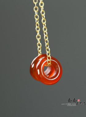 一对价。天然玉髓冰透红玛瑙10mm孔5mm圆环DIY配饰项链耳圈J23