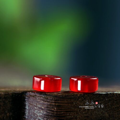 玫红色玛瑙直切药片珠隔片8*4mm