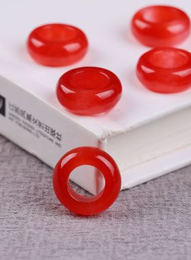 红色玉石圆圈15mm隔珠孔约8mm天然红玛瑙色樱桃红圆环diy配饰B196