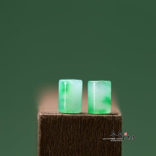 天然巴山翡翠冰飘绿桶珠7 10mm孔3mmDIY手串手链吊坠挂件配饰C42