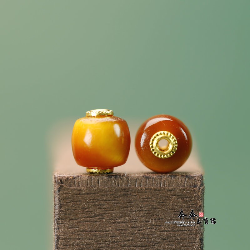 天然虎睛石10*11mm老型珠镶孔2mm