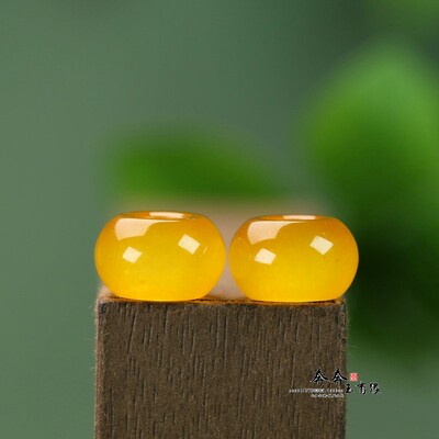 天然玉石巴山翠14*9mm黄算盘