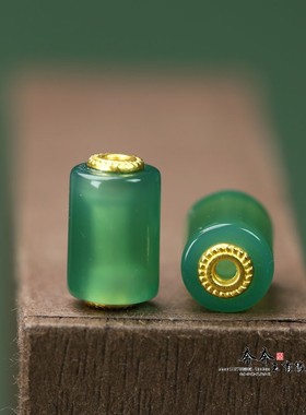 天然玛瑙绿色路路通8*13mm孔2mm桶珠手工DIY手串手链挂坠配件C117