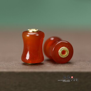 天然红玛瑙竹节桶珠10*15mm孔2mm节节高佛珠腰珠DIY手串配饰A172