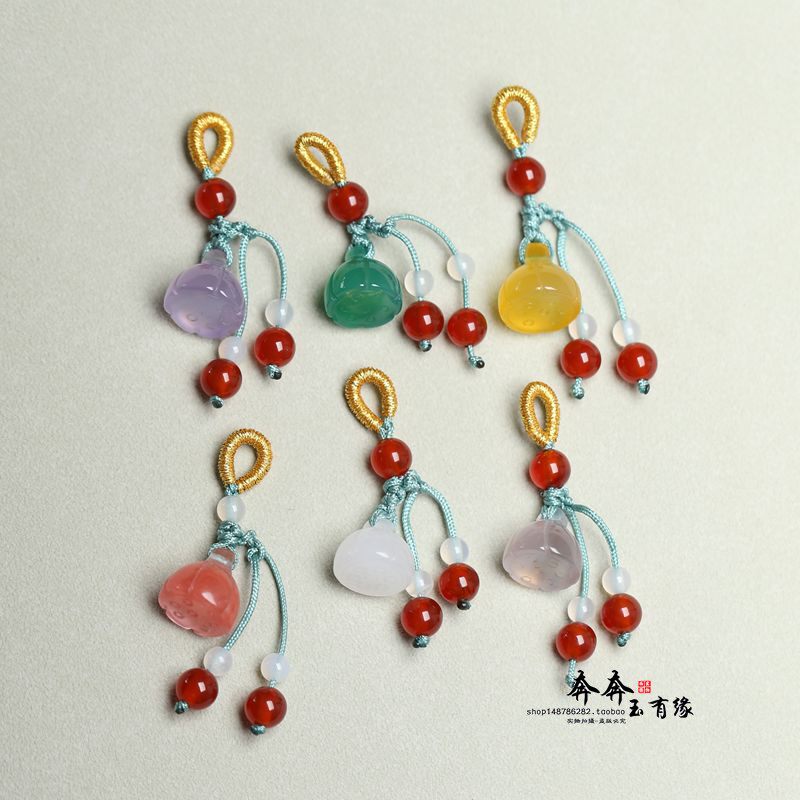 天然玛瑙莲蓬小提溜和田玉水晶吊坠挂件配饰手串手链diy配饰A108