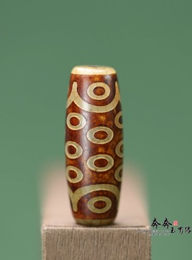 天然真品玛瑙14*40mm孔约2.5mm棕红色21眼天珠DIY手串挂坠饰品A29