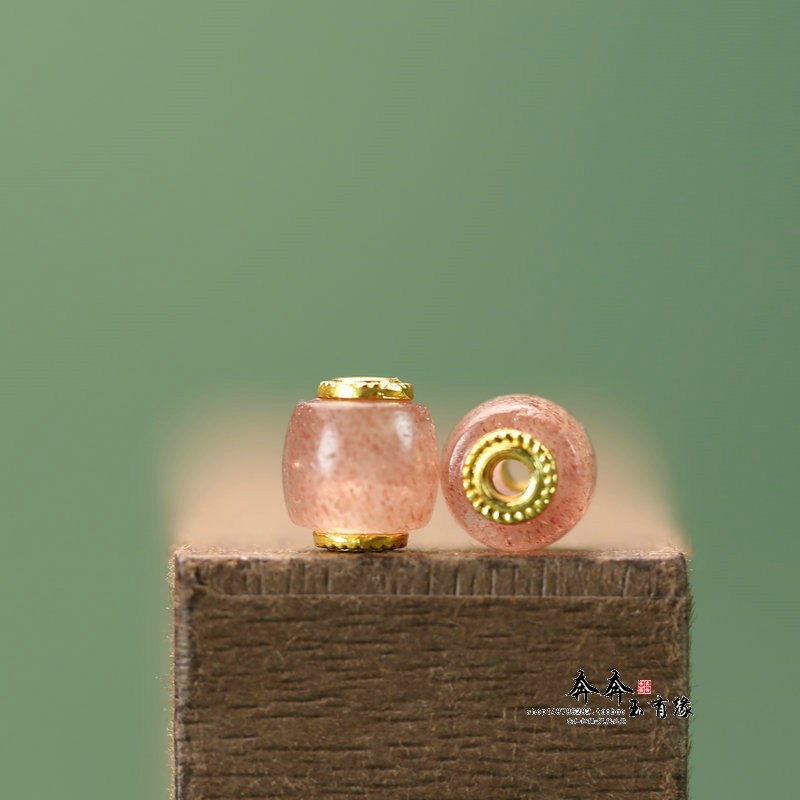 天然红莓晶直切桶8*9mm孔2mm