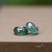 新货深蓝水纯天然A货翡翠冰蓝平安扣大孔3mm路路通算盘珠diy配饰