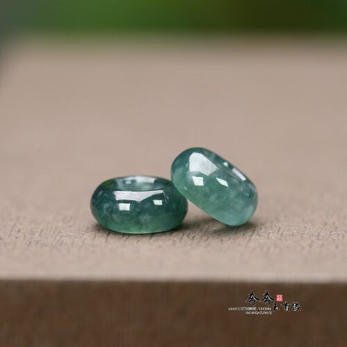 天然A货蓝水翡翠大孔路路通圆珠