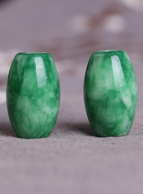 翡翠干青玉石大号路路通15*23mm大孔径4mm项链转运珠手工串饰D57