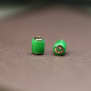 天然干青翡翠路路通桶珠6mm镶嵌菠菜绿玉石DIY手串手链小吊坠C201