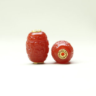 天然南红玛瑙回纹珠14*11小吊坠镶嵌通孔DIY配饰散珠手串手链J49