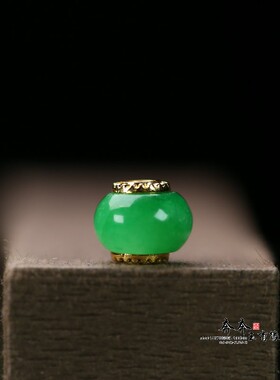 天然干青翡翠绿色10*8mm大孔2.5mm算盘珠DIY手链手串配饰饰品D102