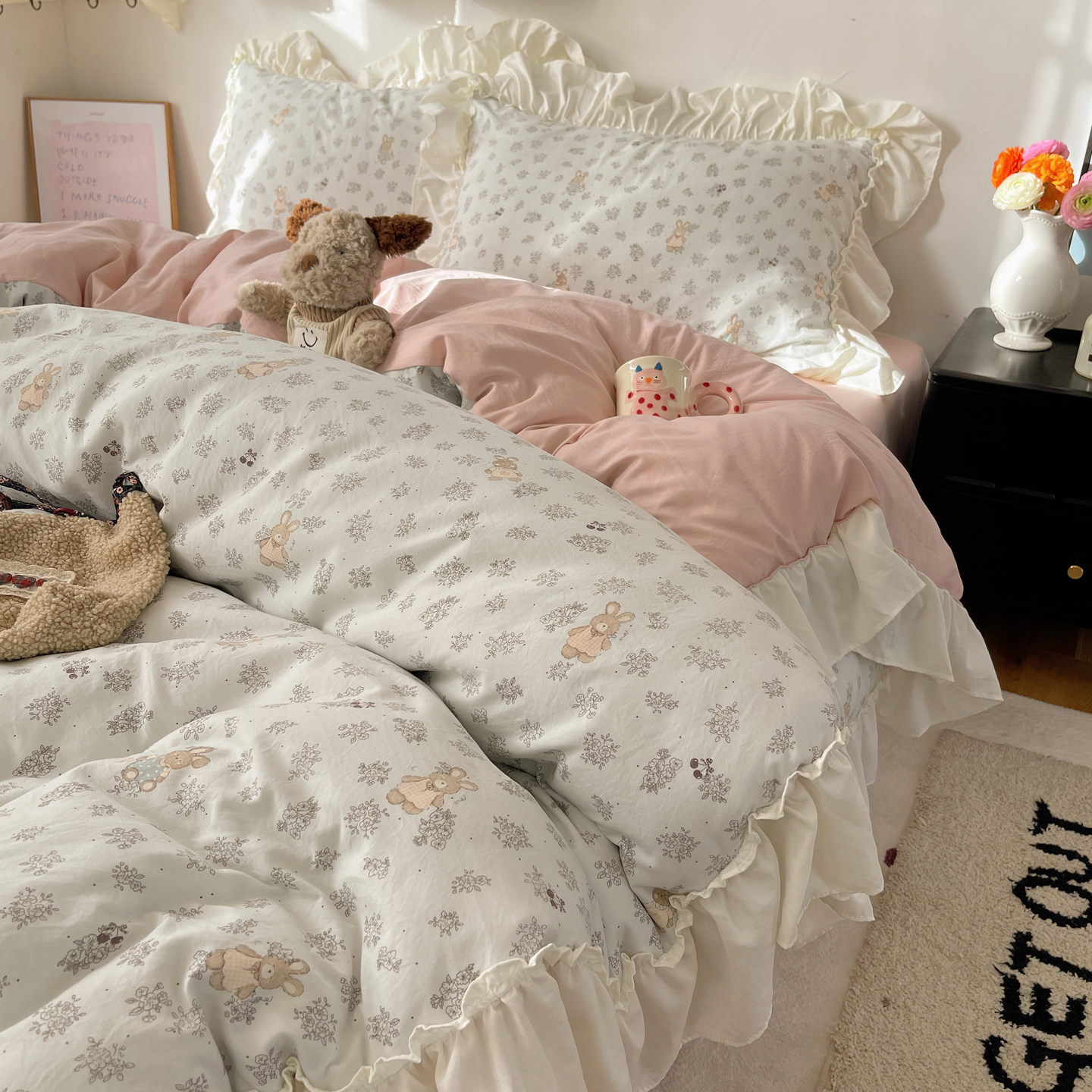 A类韩式花边床上四件套纯棉全棉2025新款床单被套学生宿舍三件套