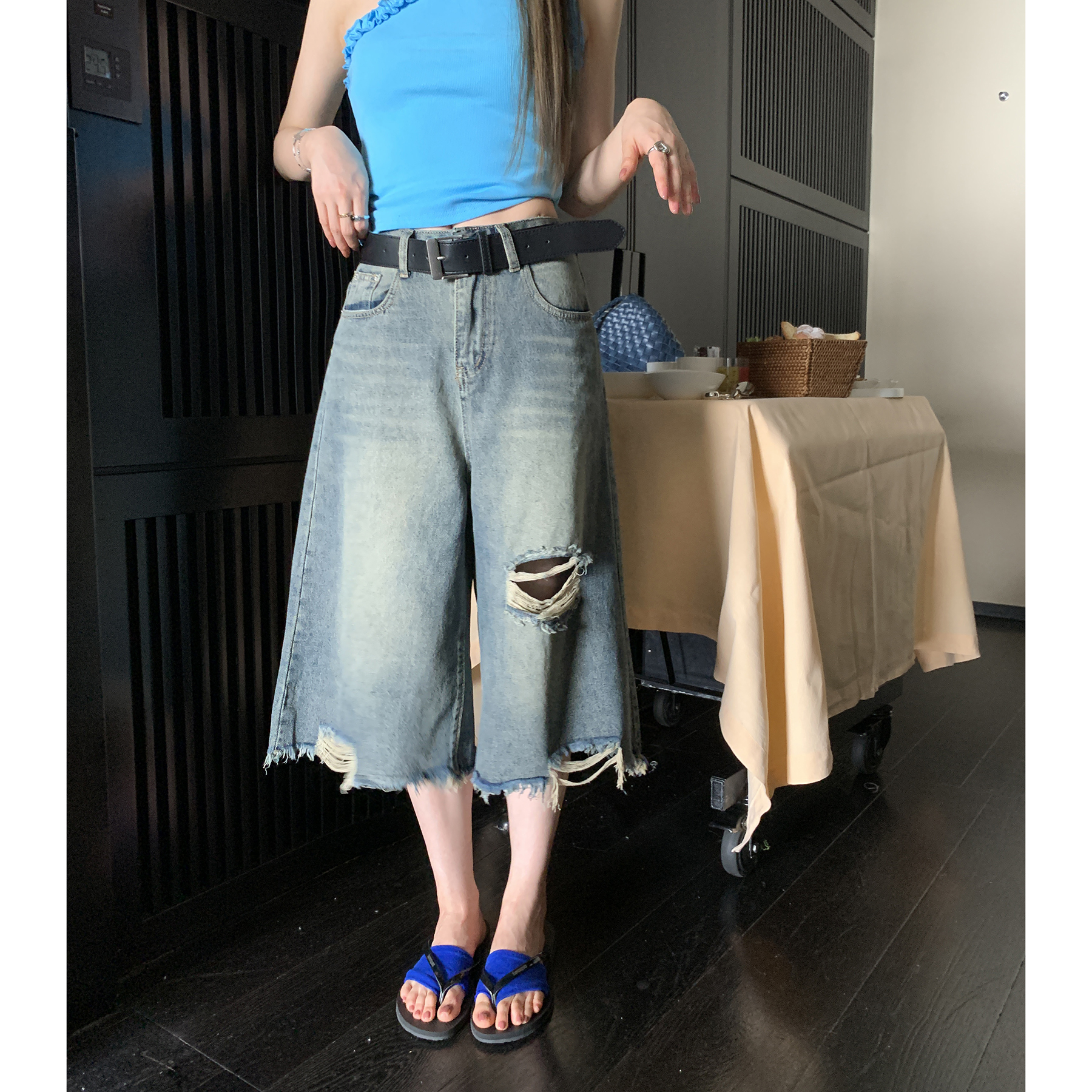 牛仔中裤女夏2025新款