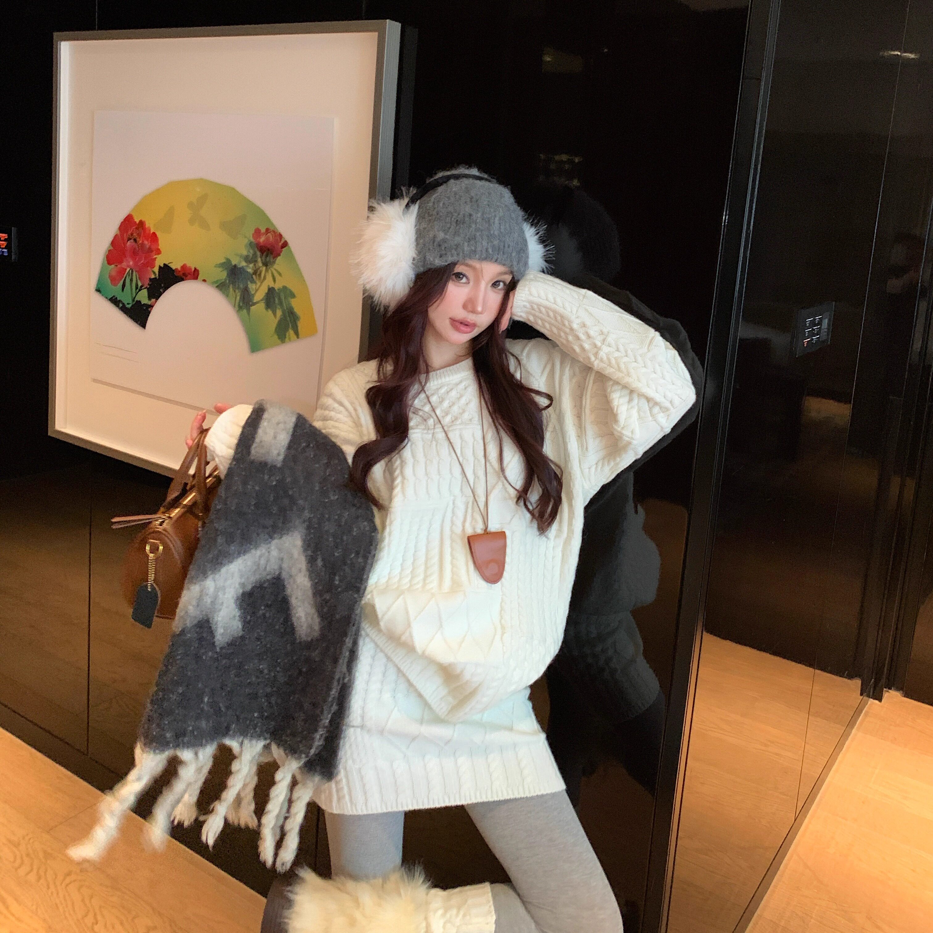 暖冬壁炉  重工绞花圆领套头毛衣两件套2025冬慵懒麻花上衣+半裙,女装/女士精品,时尚套装,淘宝优惠券,粉丝福利购,淘宝优惠卷