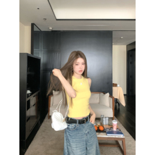 奶油芝士黄色吊带背心女夏新款2025外穿辣妹修身显瘦无袖上衣