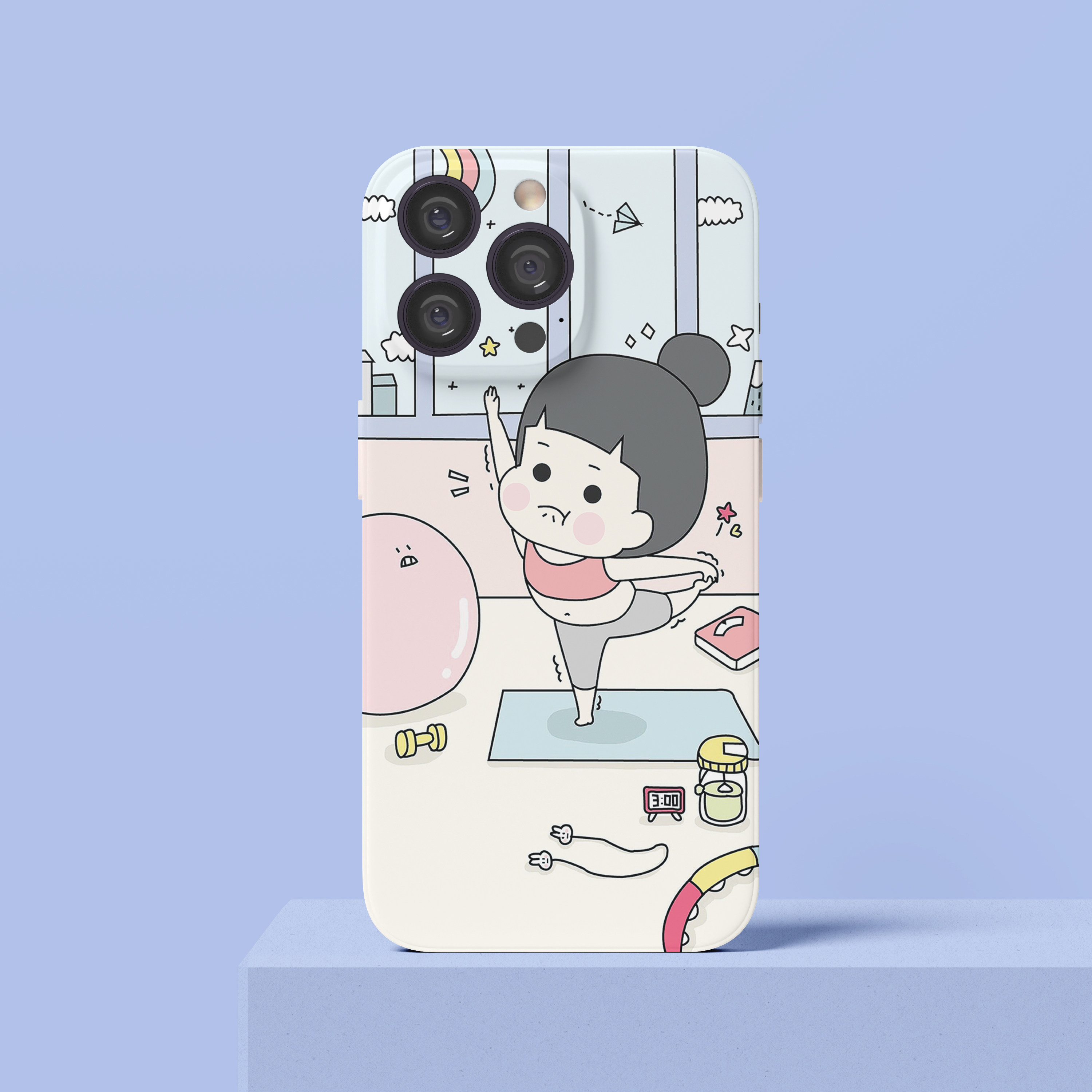 卡通减肥少女适用苹果16promax/15pro/14软壳8plus手机壳iphone13Promax/XSMAX/XR/12/11保护套