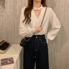 Real price design with hollowed out ruffles and slouchy shirt