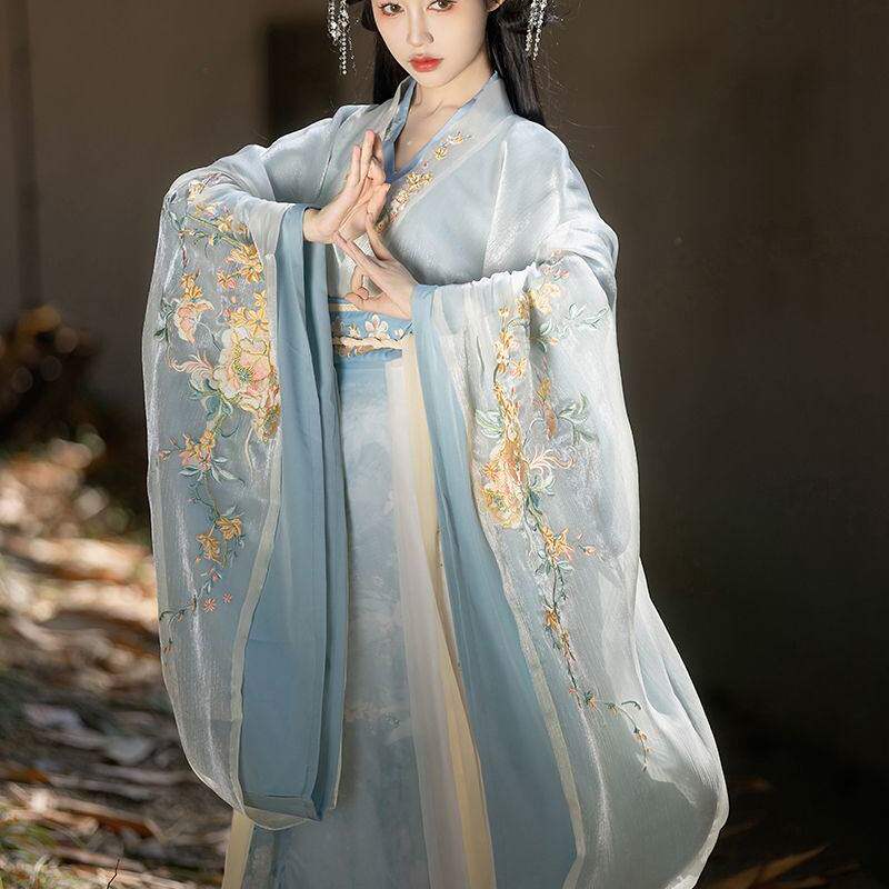 春风十里魏晋风刺绣齐腰破裙