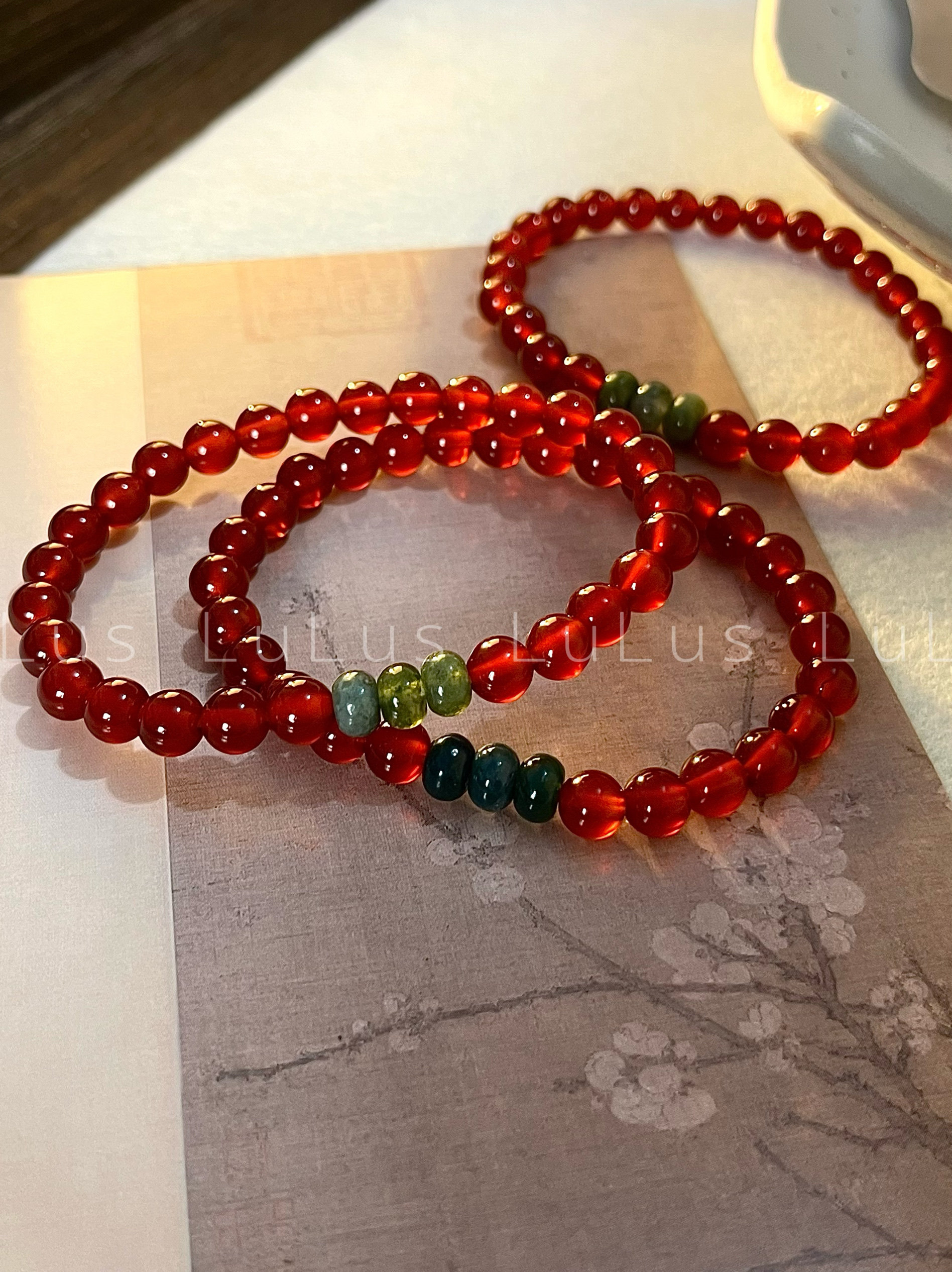lulus手作 原创红玛瑙手串水草玛瑙手链新中式国风显白生日礼物