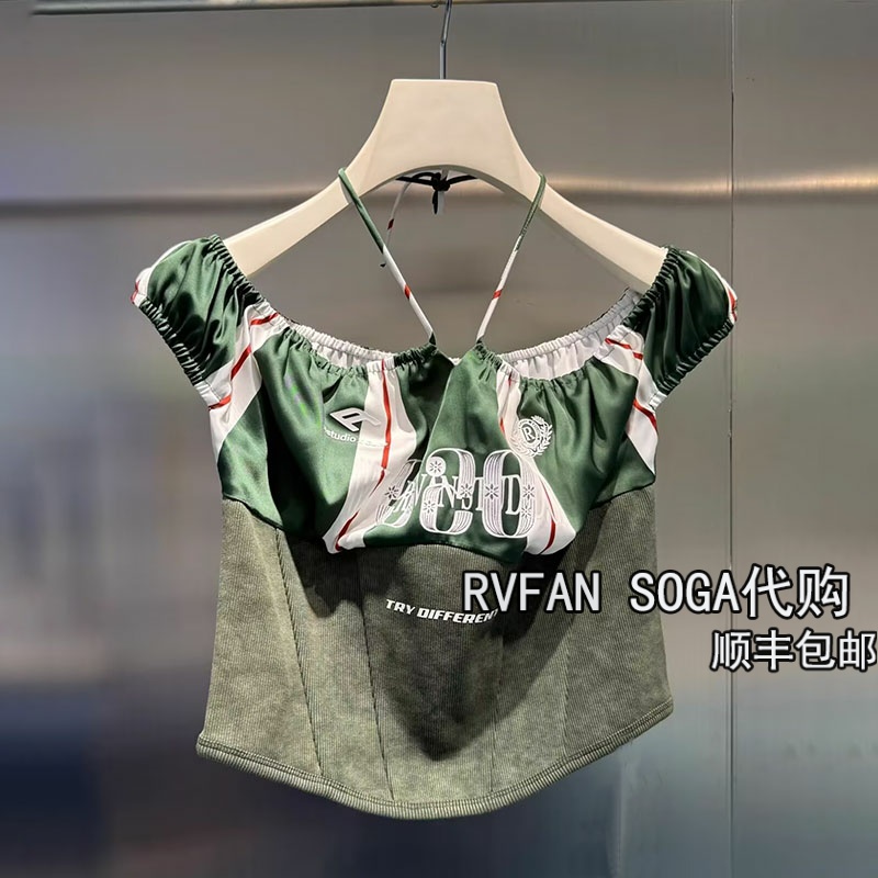 REVANUEUE芮范奴2025夏季新款辣妹一字肩短款T恤上衣女R30801199