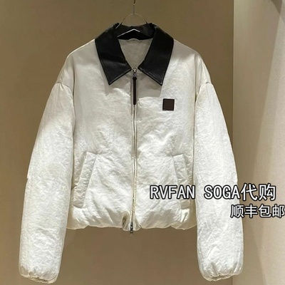 REVANYAYA芮范雅2025春季新款拼接皮短款羽绒服女保暖面包服外套