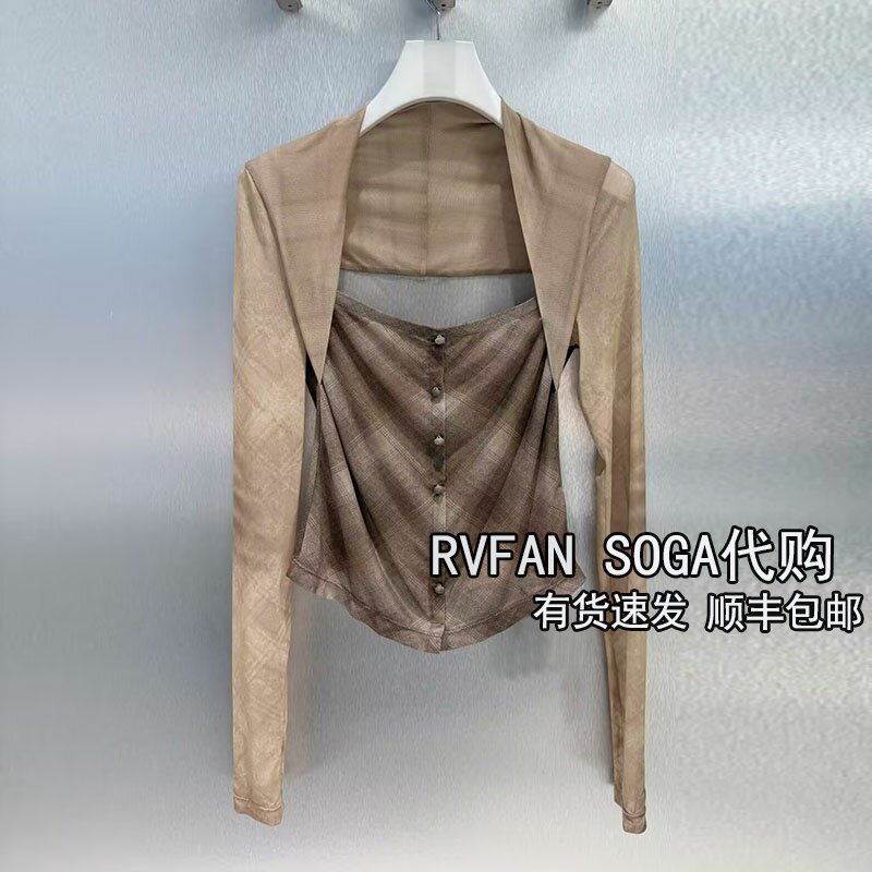 REVANYAYA芮范雅2026冬季新款轻薄网纱短单衣女T恤上衣R90801099