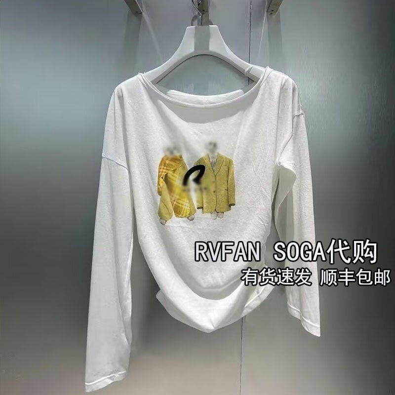 REVANYAYA芮范雅2026秋季新款小个子斜肩T恤女白色上衣R71001346