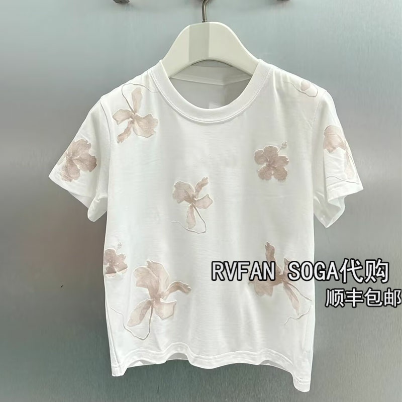 REVANYAYA芮范雅2025夏季新款小个子短袖t恤女白色上衣R31001079