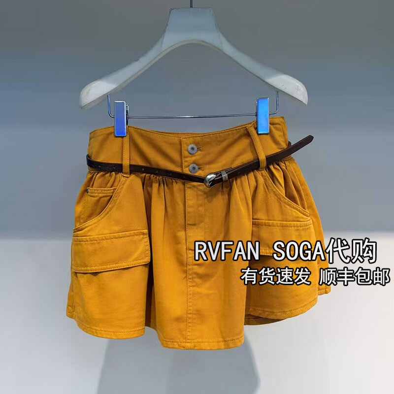 REVANYAYA芮范雅2026夏季新款工装A字短裙女橙色半身裙R71502183