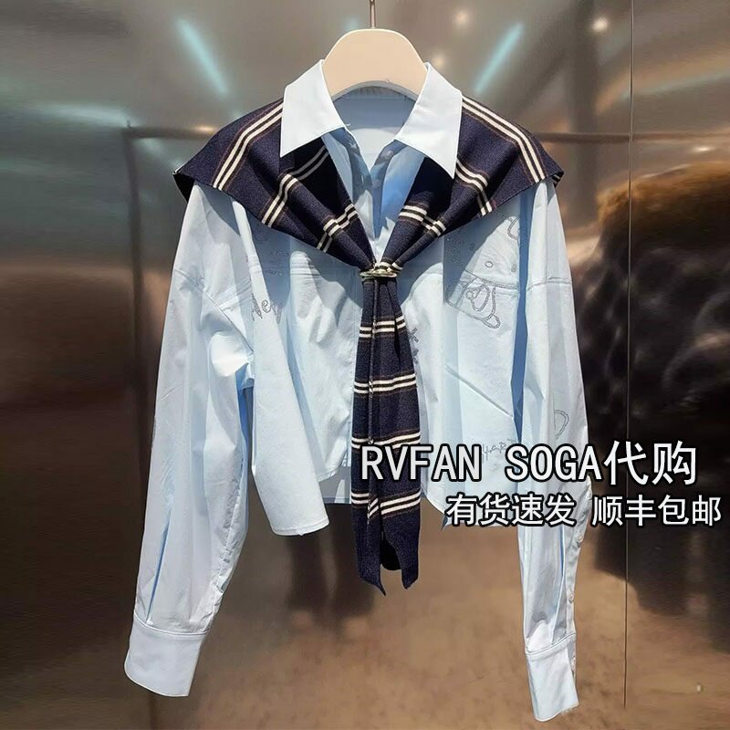 TRVANYAYA芮范雅2026春季新款披肩长袖短款衬衫女士上衣R10901521