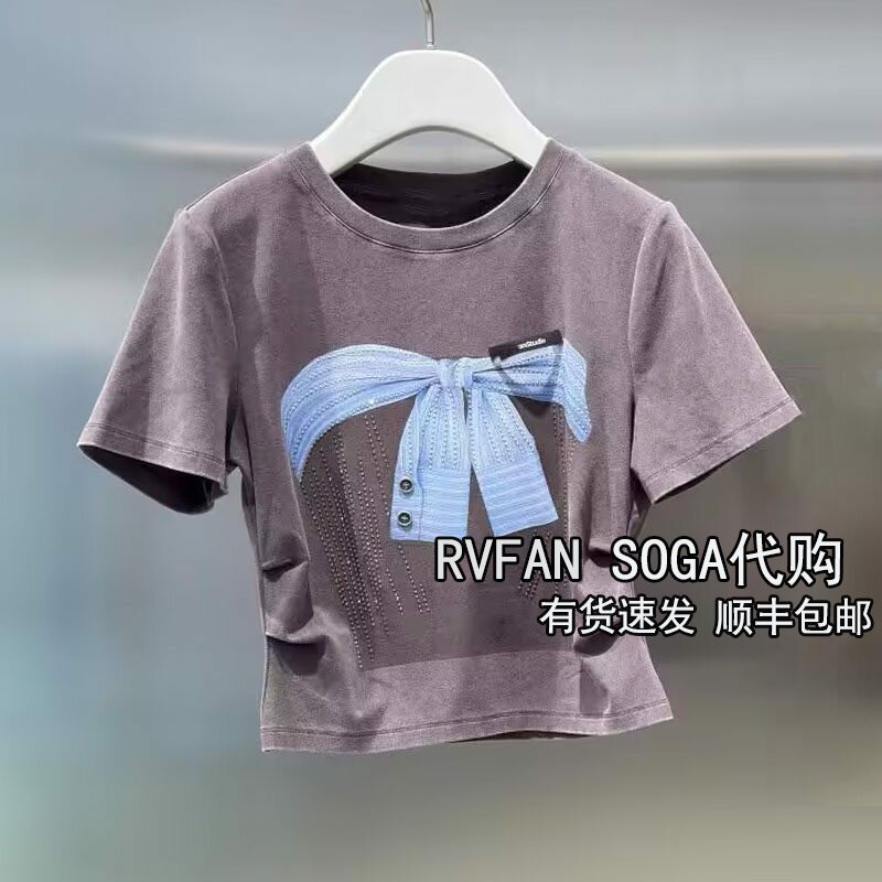 REVANYAYA芮范雅2026夏季新款小个子短袖T恤女短款上衣R31001044