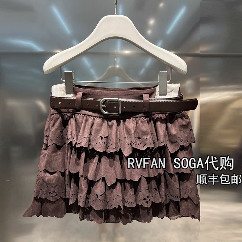 REVANYAYA芮范雅2025冬季新款小个子a字蕾丝半身裙短裙R91501151