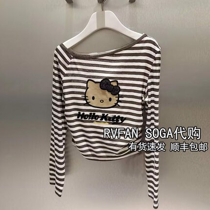 REVANYAYA芮范雅2026夏季新款斜肩长袖T恤女休闲小上衣R31001058